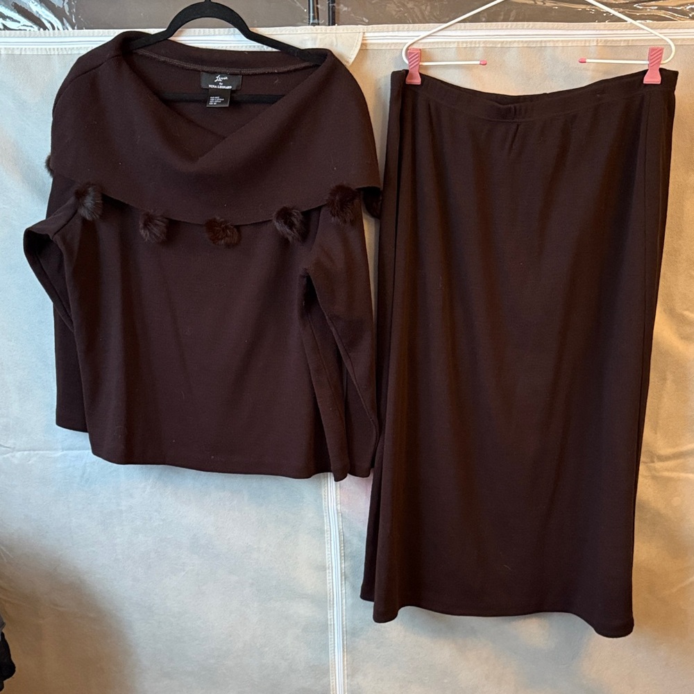 Nina Leonard Chocolate Brown Ensemble